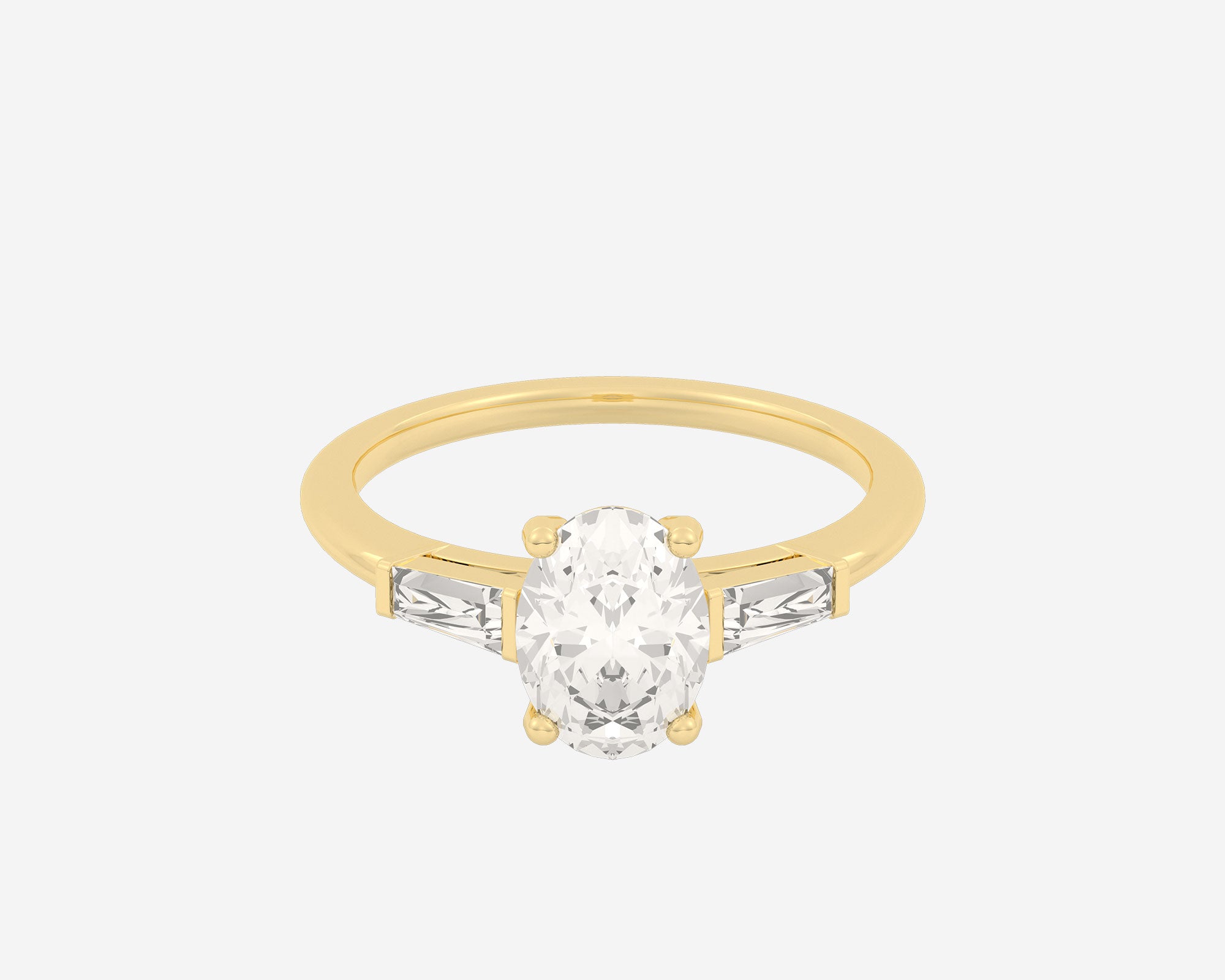 Oval engagement ring with tapered baguettes shop