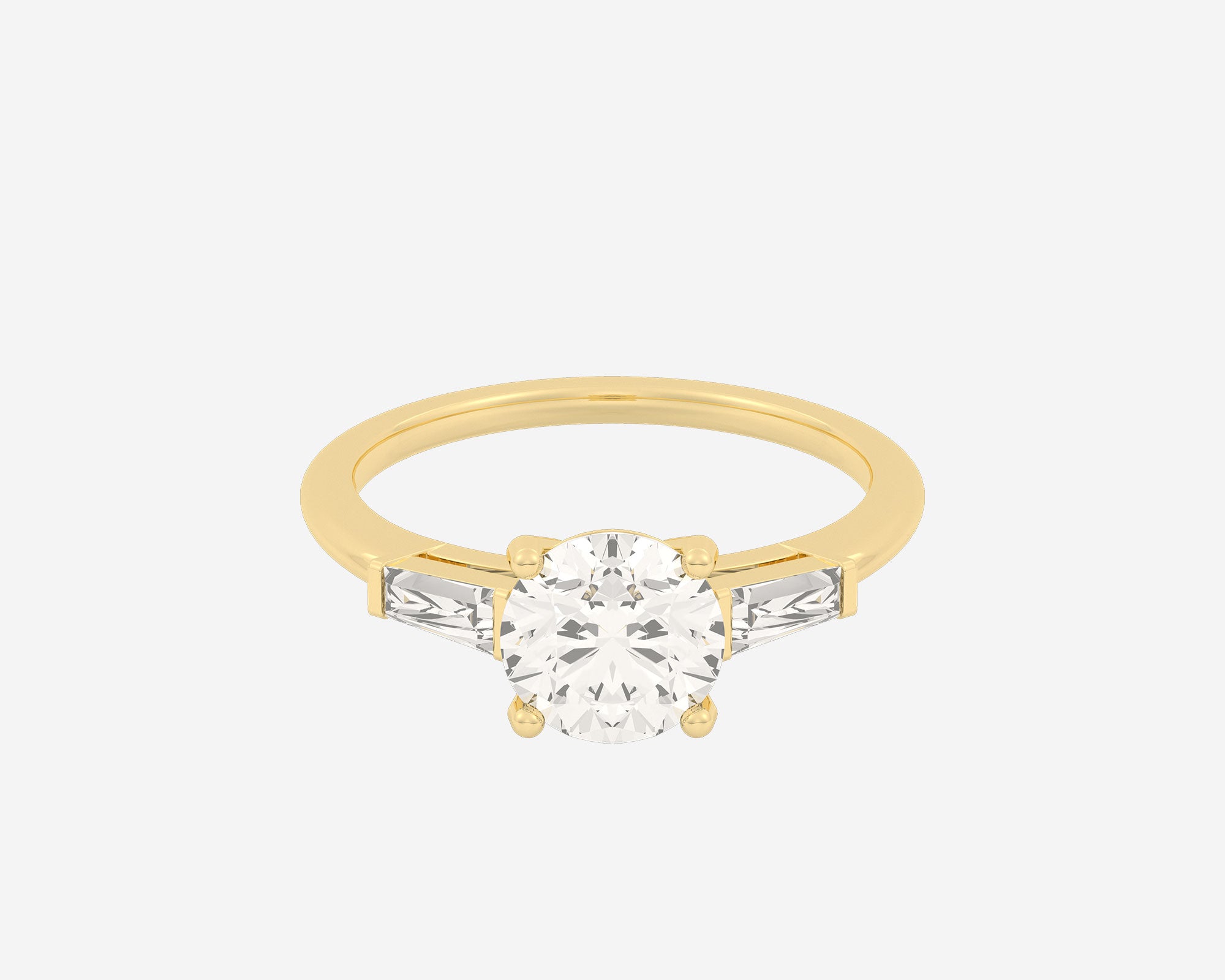 Round solitaire cheap with tapered baguettes