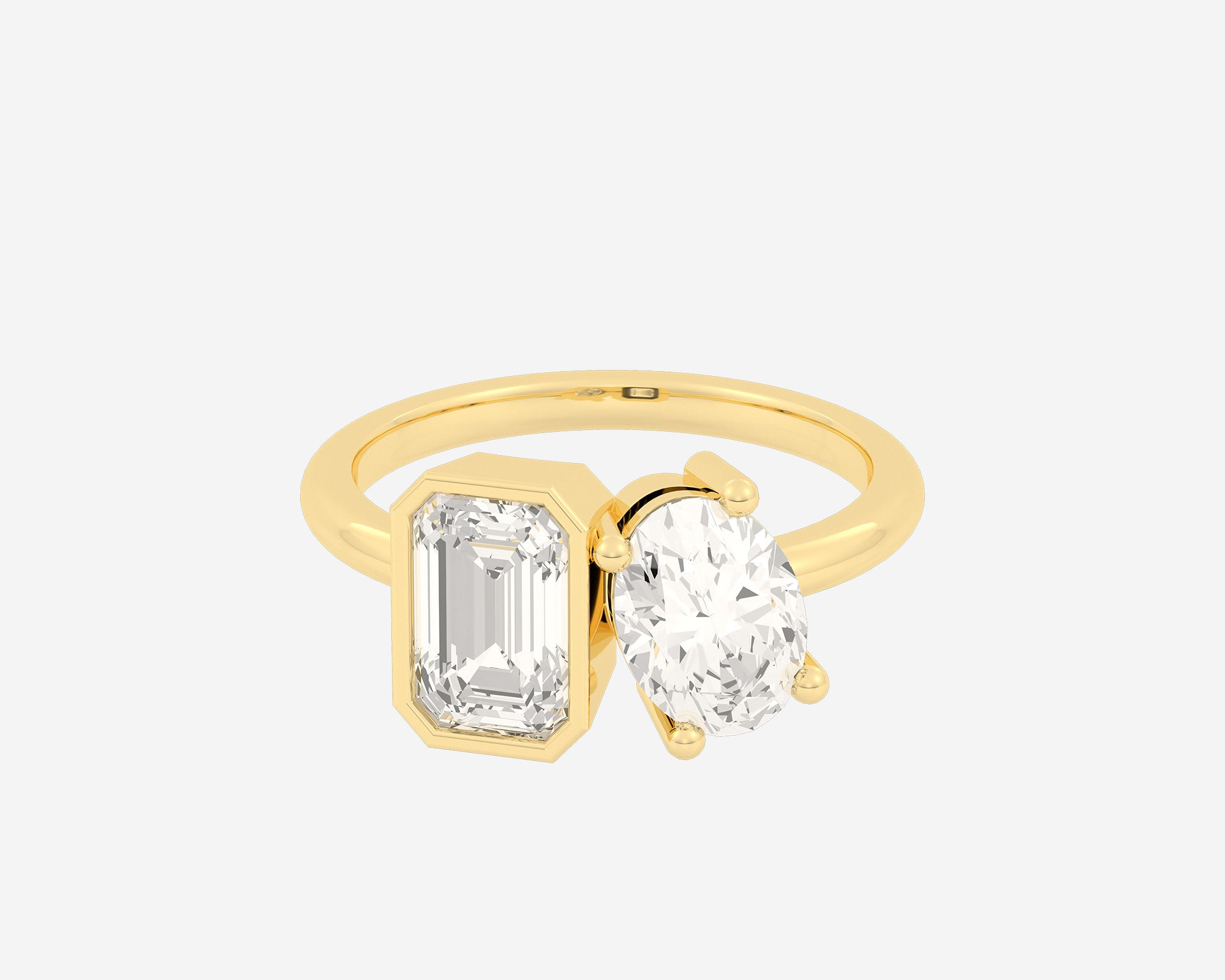 Holden Bezel Toi et Moi Emerald Oval Engagement Ring