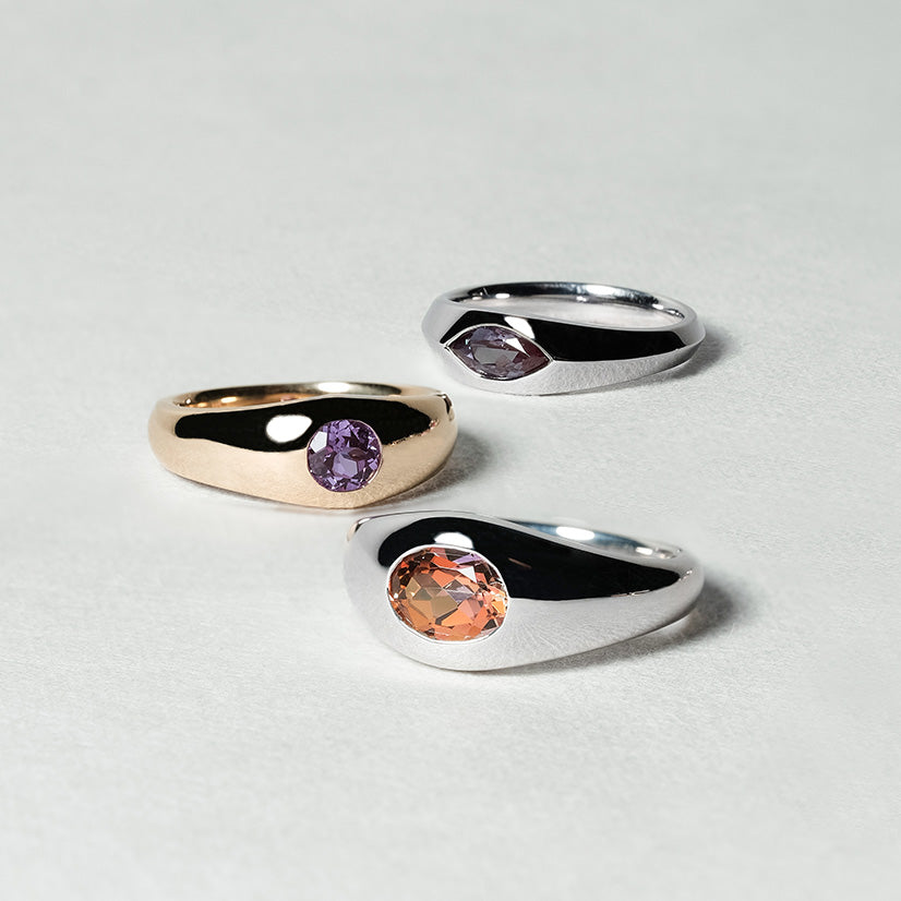 The_Marquise_Gem_Signet_Alexandrite_The_Round_Gem_Signet_Purple_Sapphire_and_The_Oval_Gem_Signet_Orange_Sapphire_by_Holden